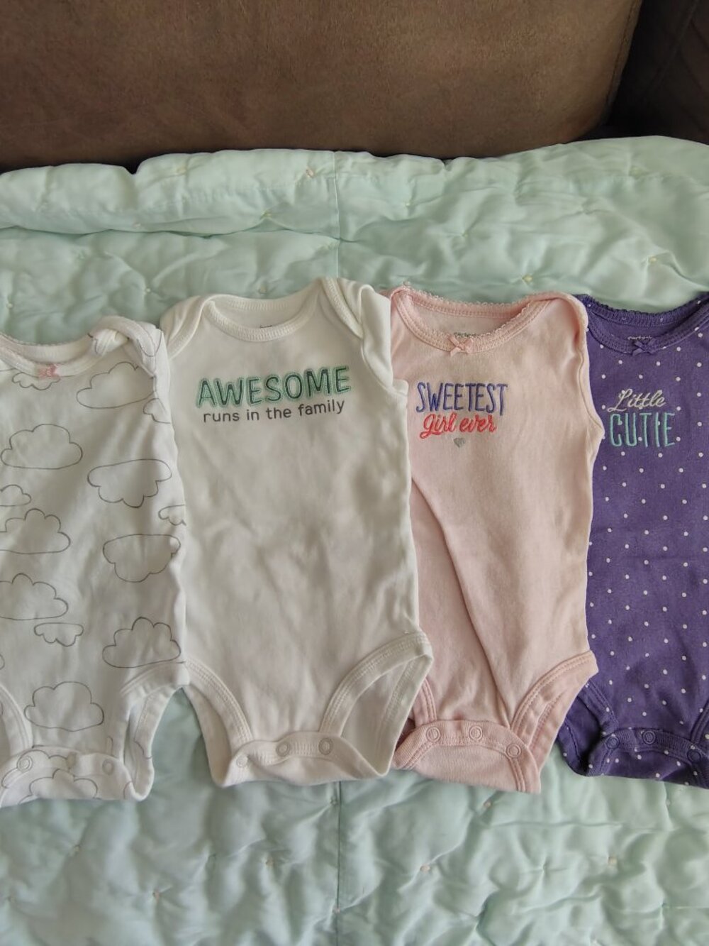 Carter's Baby Girl Short Sleeve Onesies Size 3 Months